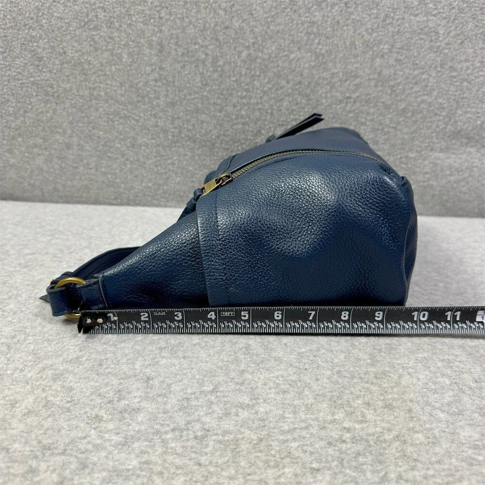 The Sak Hobo Shoulder Bag Womens Small Blue Pebbled Tassel Double Zip